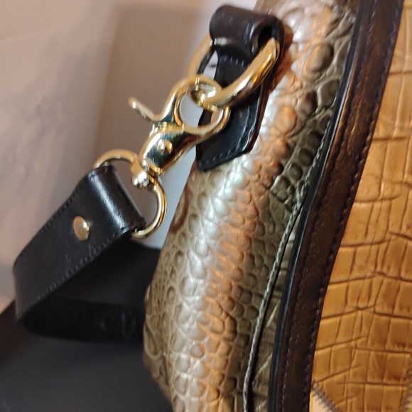 Brahmin Leather Croc Patchwork Shoulder Purse - Picture 14 of 16
